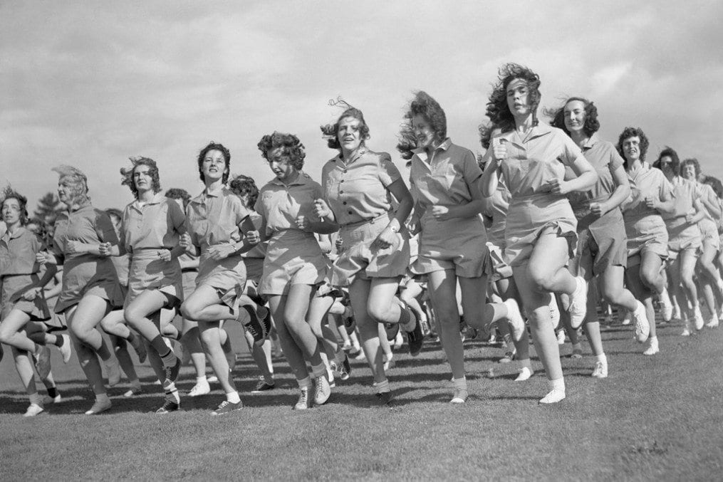 Women jogging in boot camp
