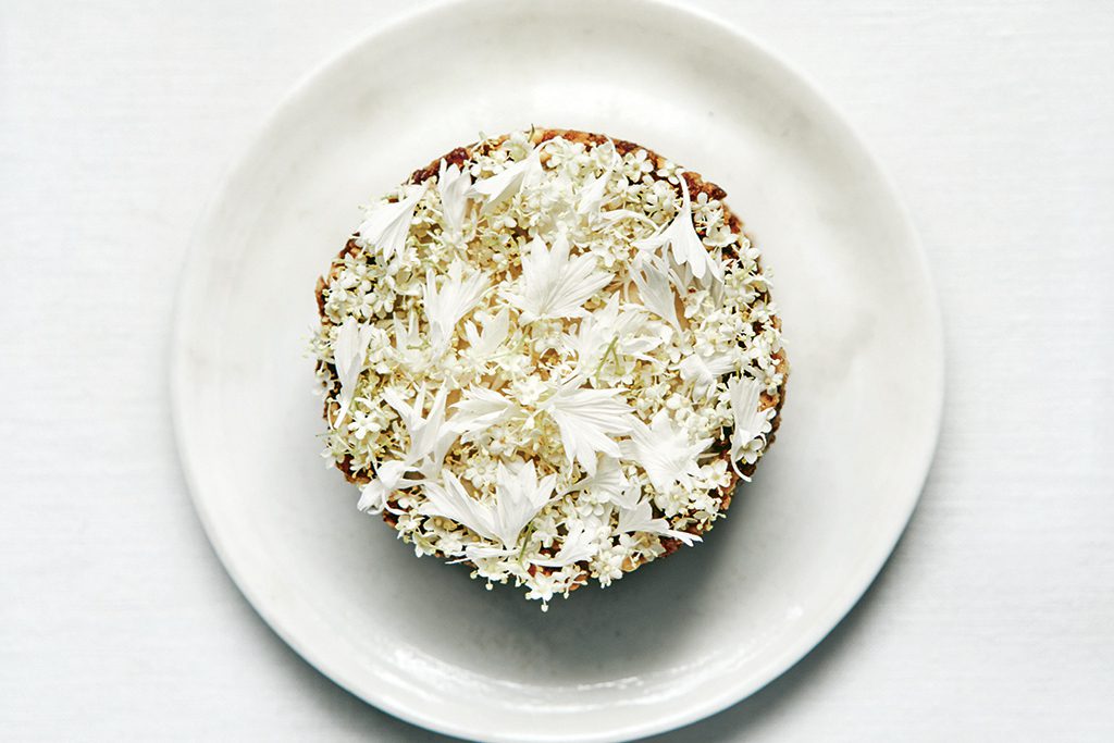 Elderflower and white chocolate torte