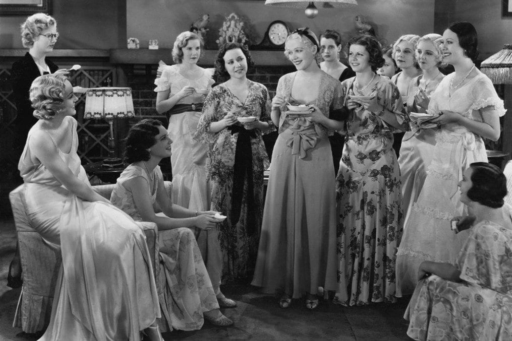 Ladies chatting at a dinner party